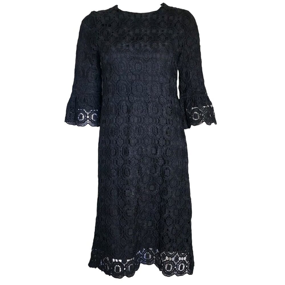 Roolee Dress Womens Size S Small Solid All‎ Black Crochet Lace Overlay Zip Up